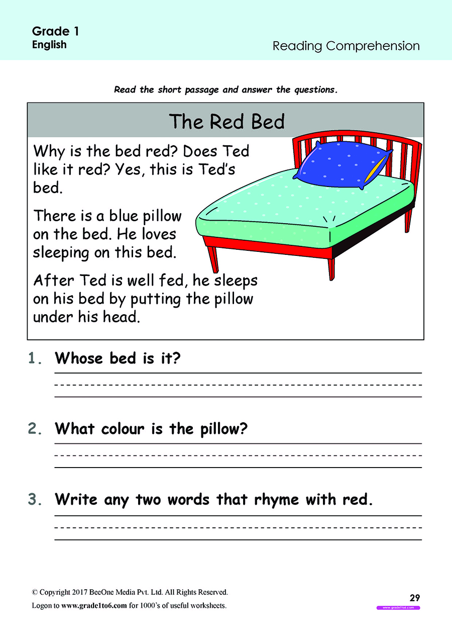 Free English Worksheets For Grade 1 Cbse