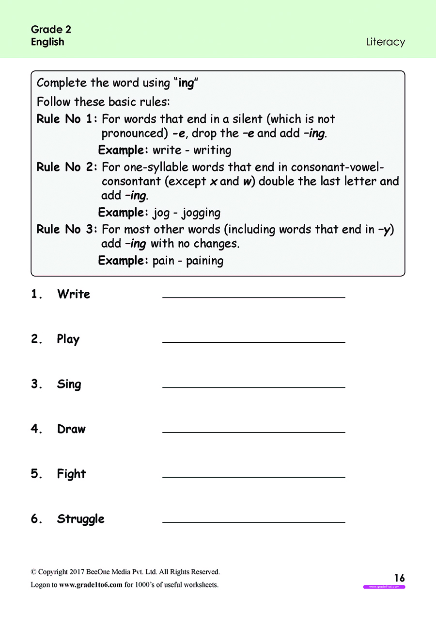 Free English Worksheets For Grade 2 class 2 IB CBSE ICSE K12 And All Curriculum