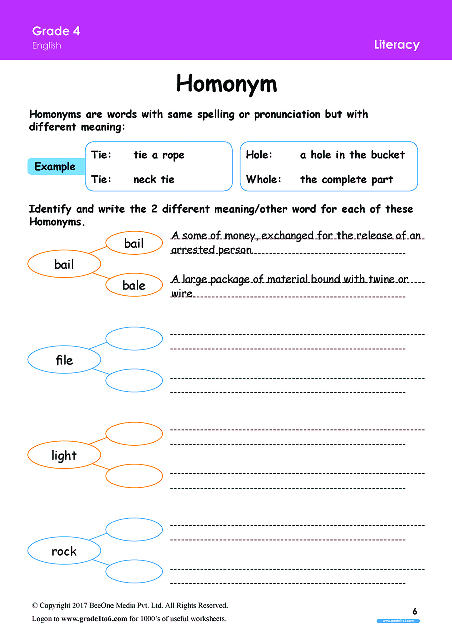 Free English Worksheets For Grade 4 class 4 IB CBSE ICSE K12 And All Curriculum