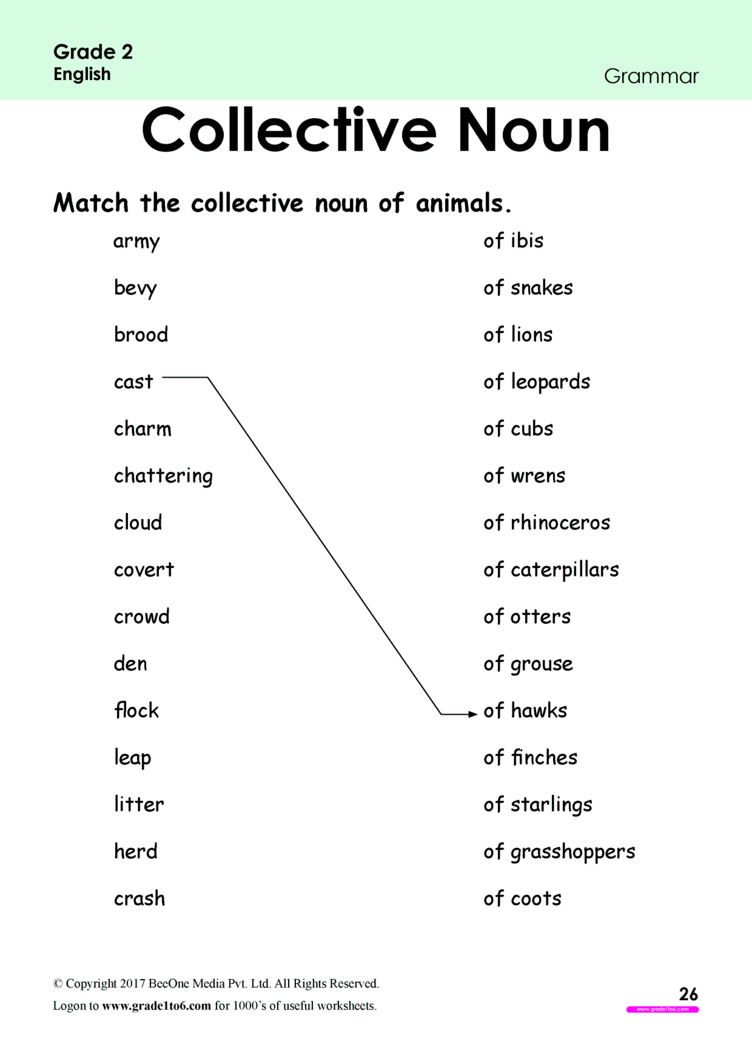 Collective Nouns Matching Worksheet