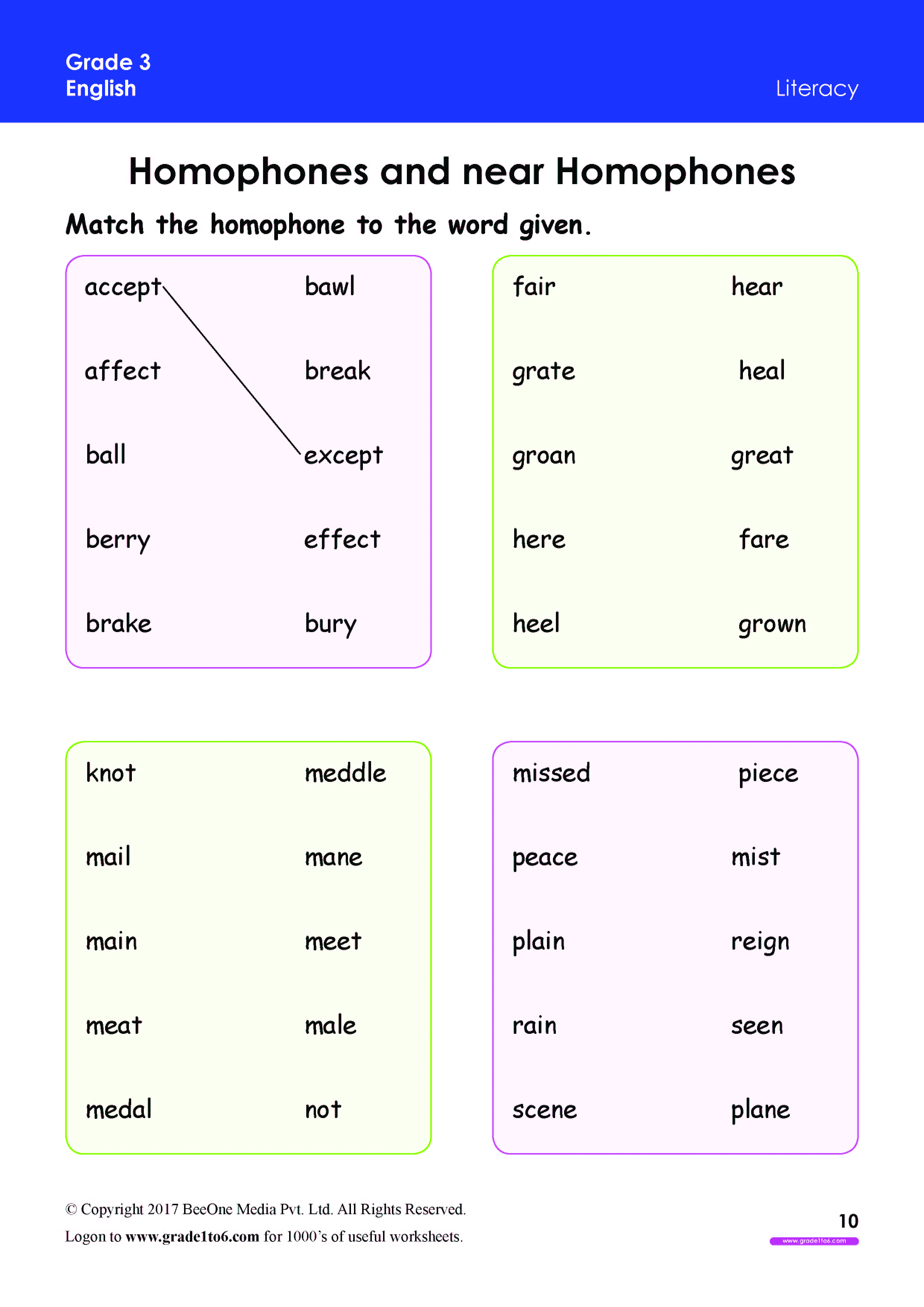 homophones worksheet grade 3 www grade1to6 com