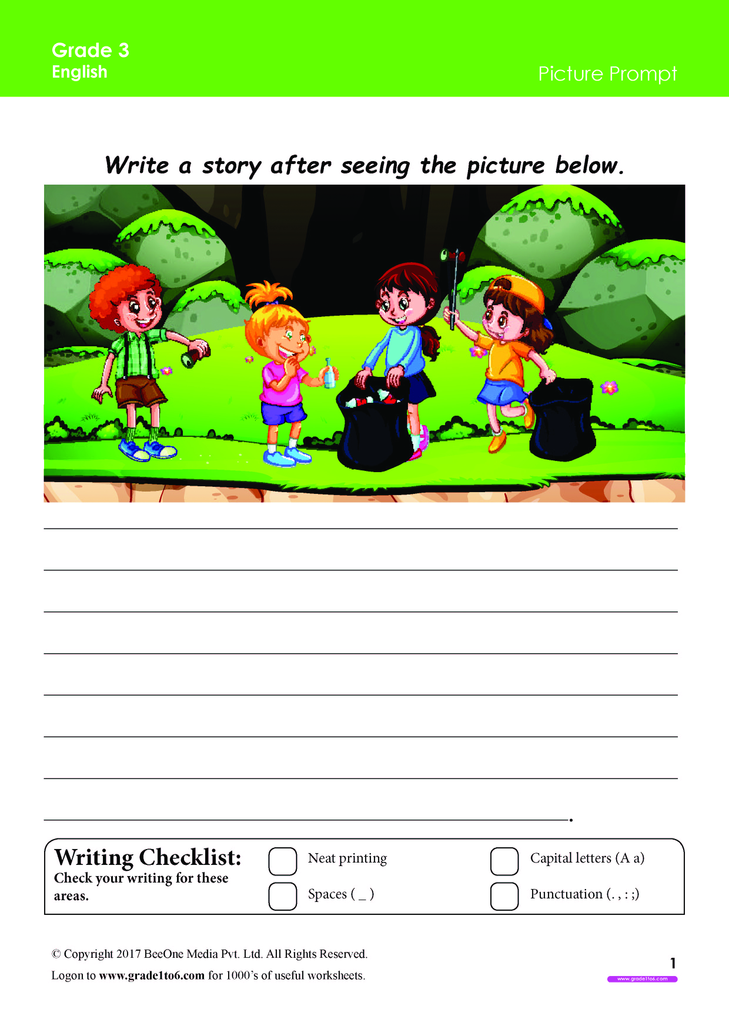 3rd grade picture prompt worksheets www grade1to6 com