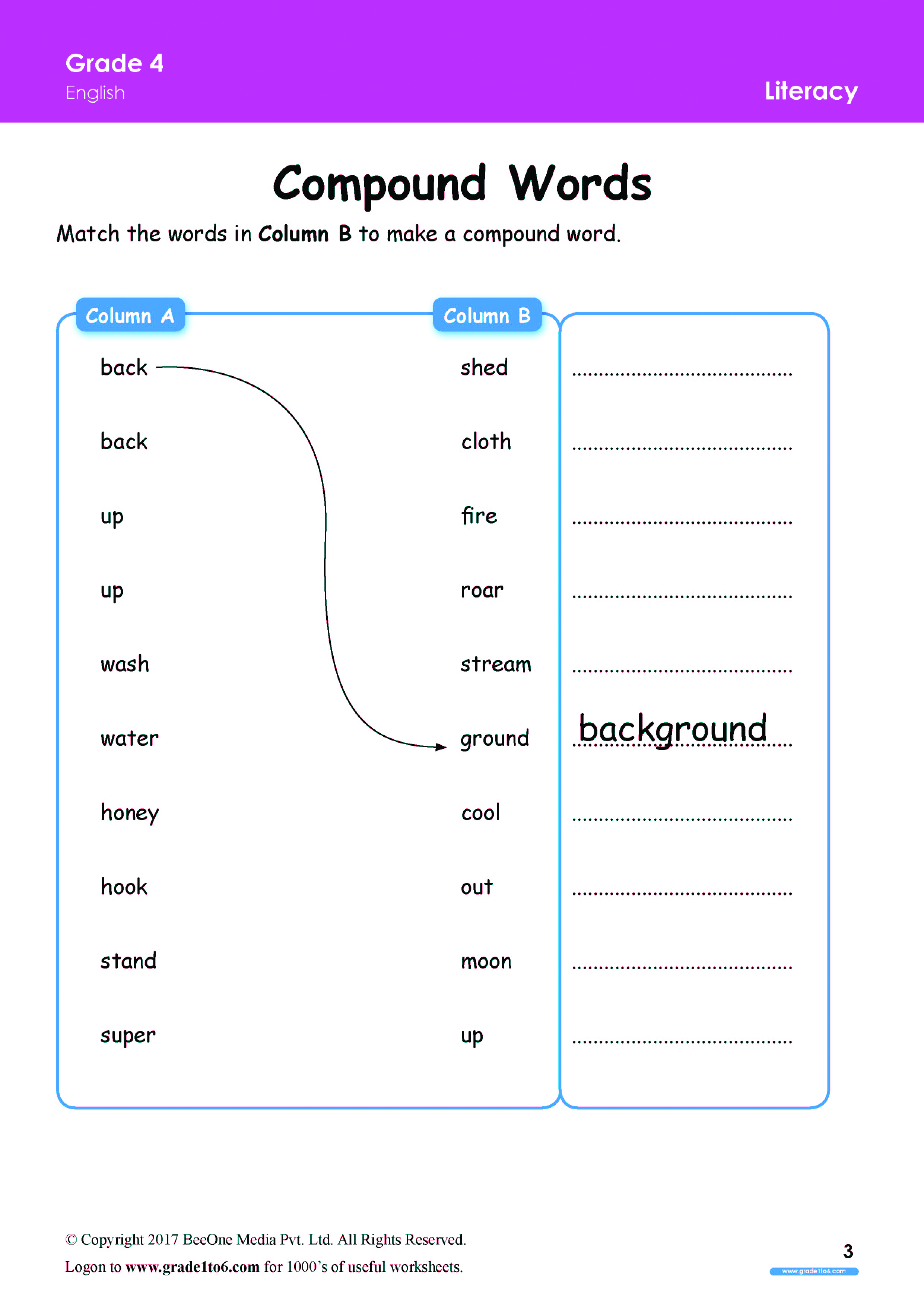 Compound Words Worksheets For Grade 4 www grade1to6