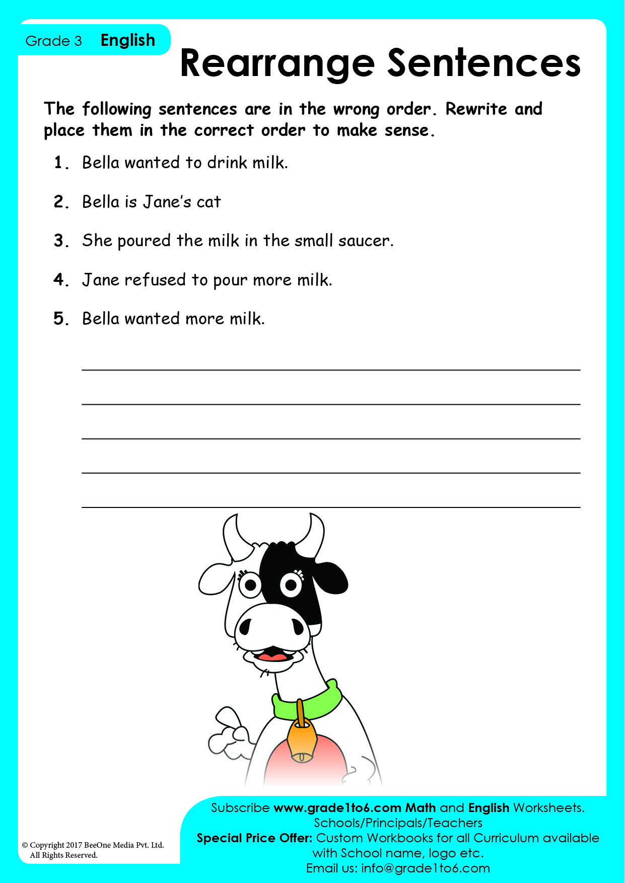 Reordering Sentences Worksheets Worksheets For Kindergarten