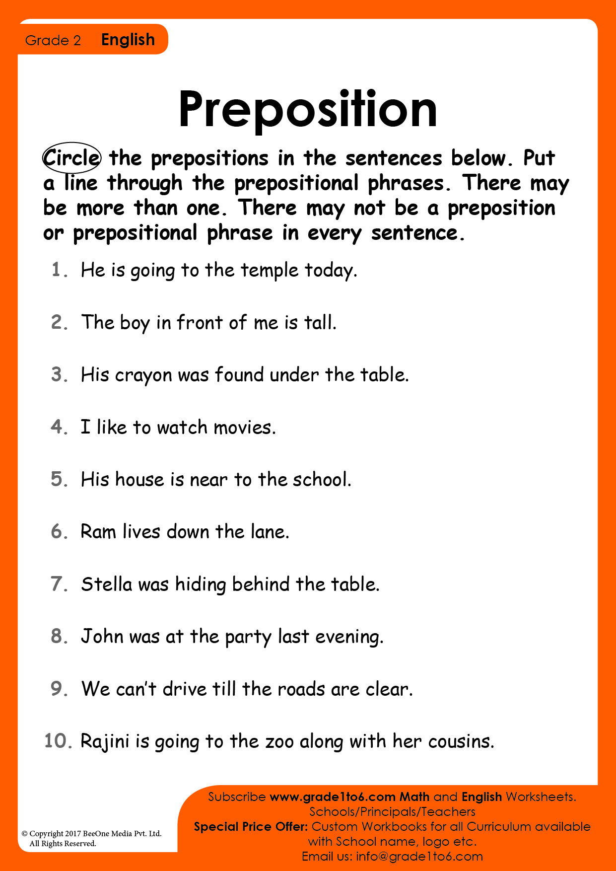 assignment about preposition