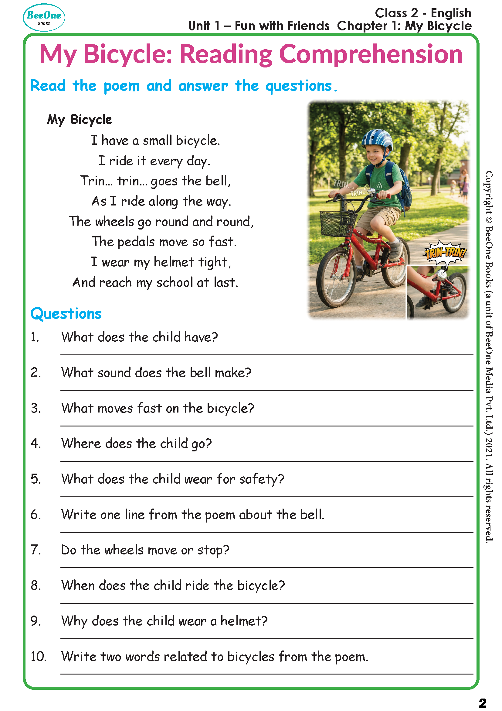 Unit 1 Chapter 1 My Bicycle