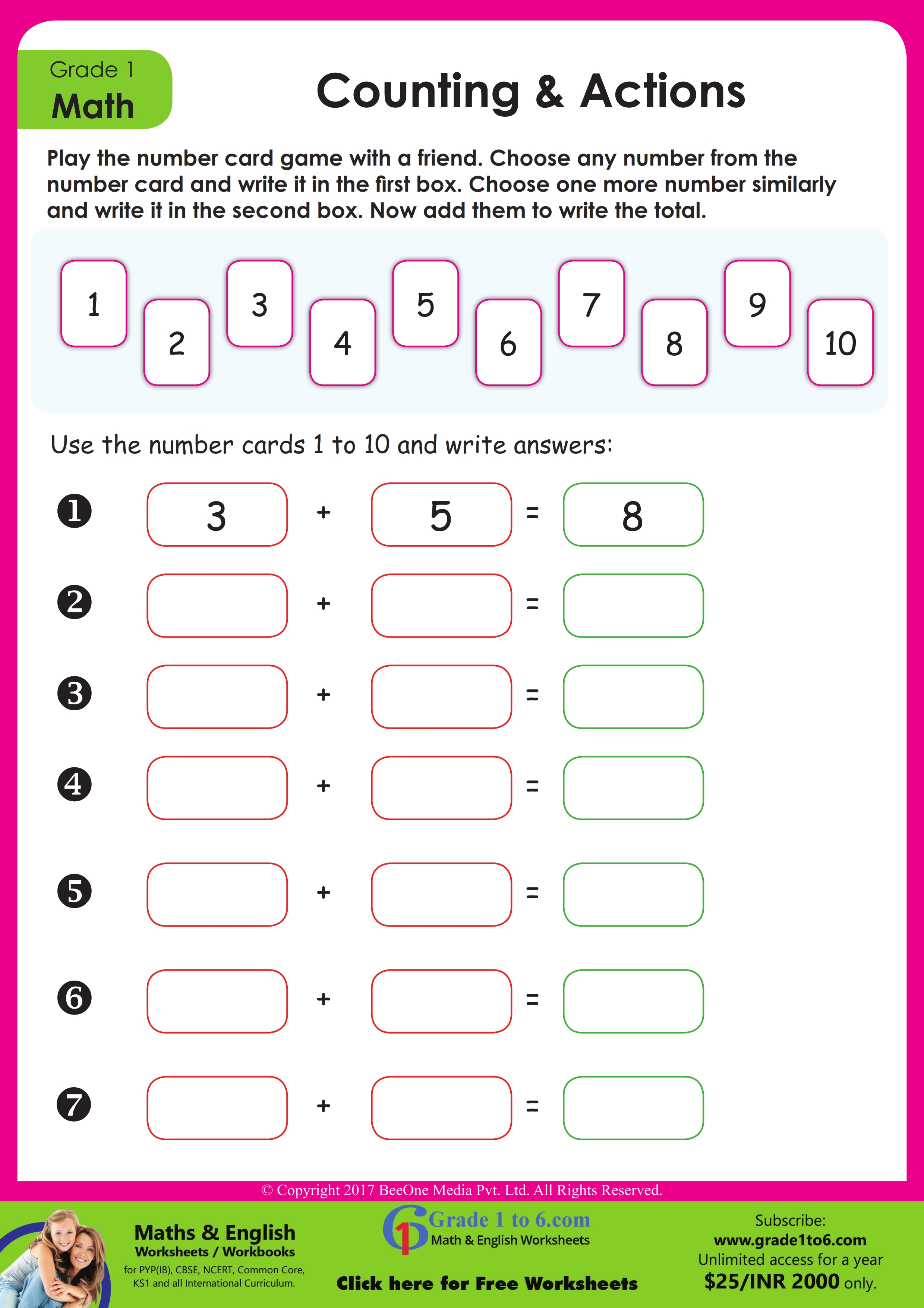 Counting and Actions Activity