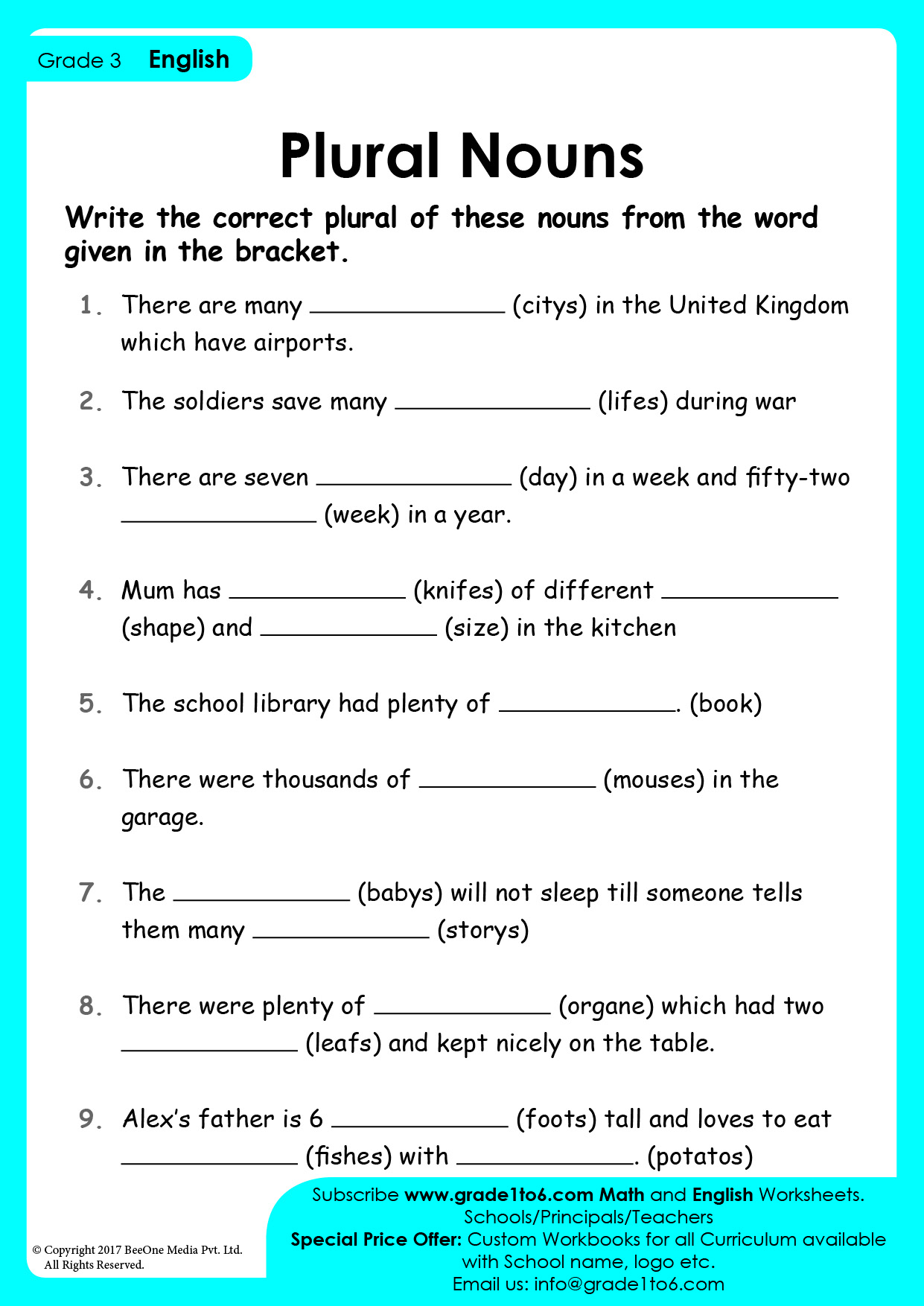 Writing Plural nouns