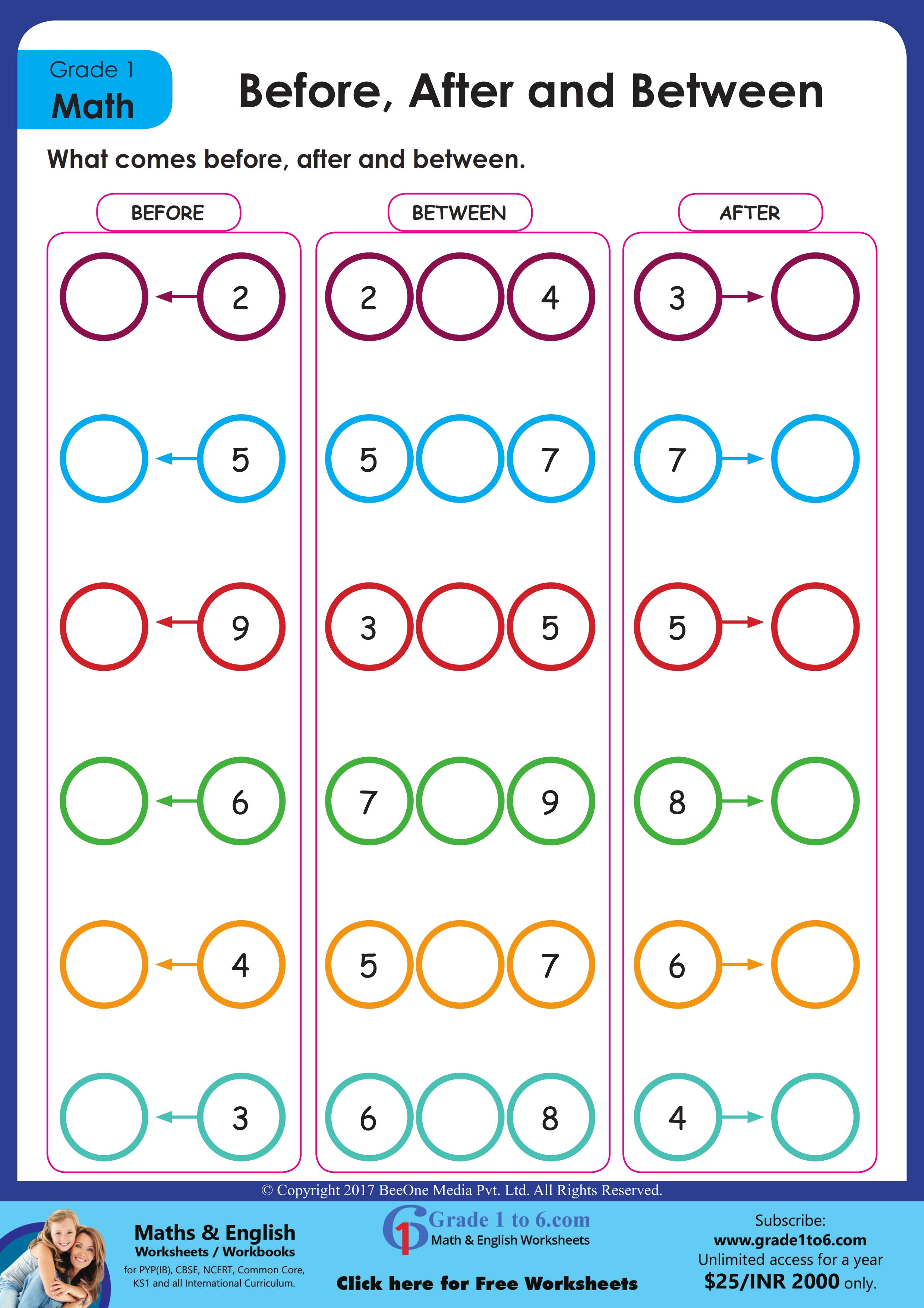 Before, After and Between Numbers