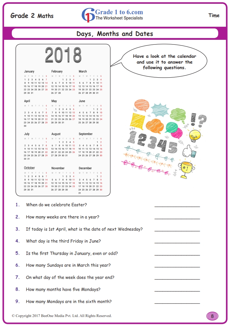 days month year worksheets www grade1to6 com