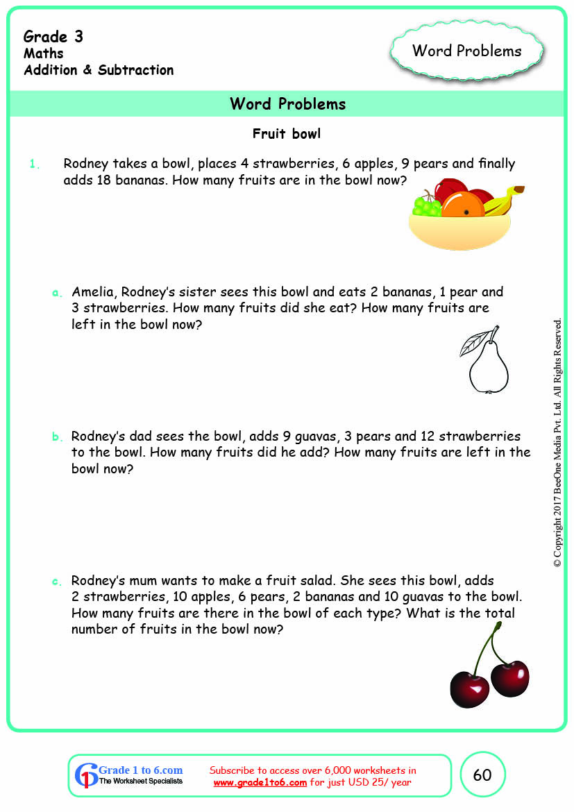 Grade 3 Addition Multi-Step Word Problems Worksheets