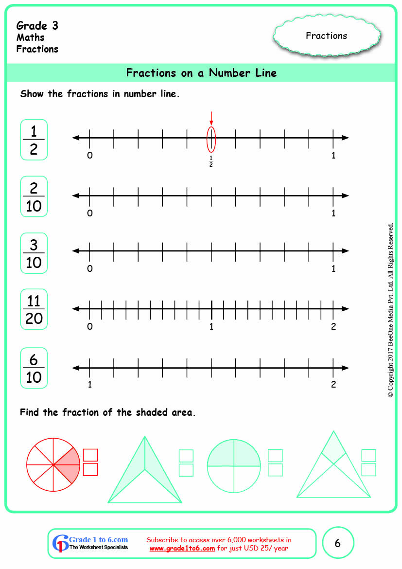 number-lines-with-fractions-worksheets
