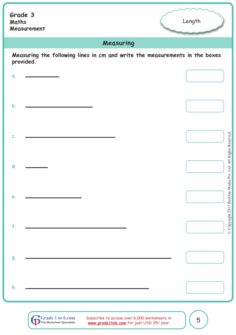 Grade 3 Measuring Length Worksheets|www.grade1to6.com