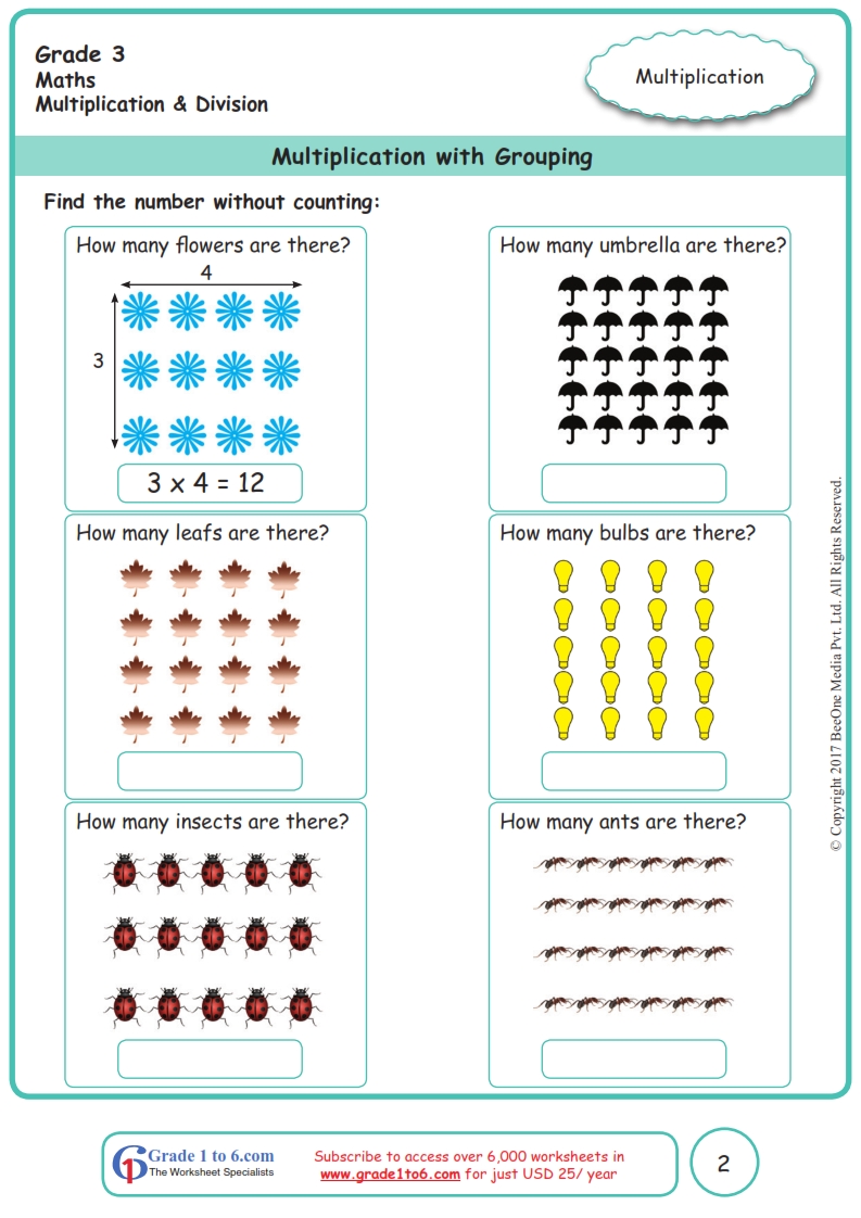  Grade 3 Multiplication By Grouping Worksheets www grade1to6