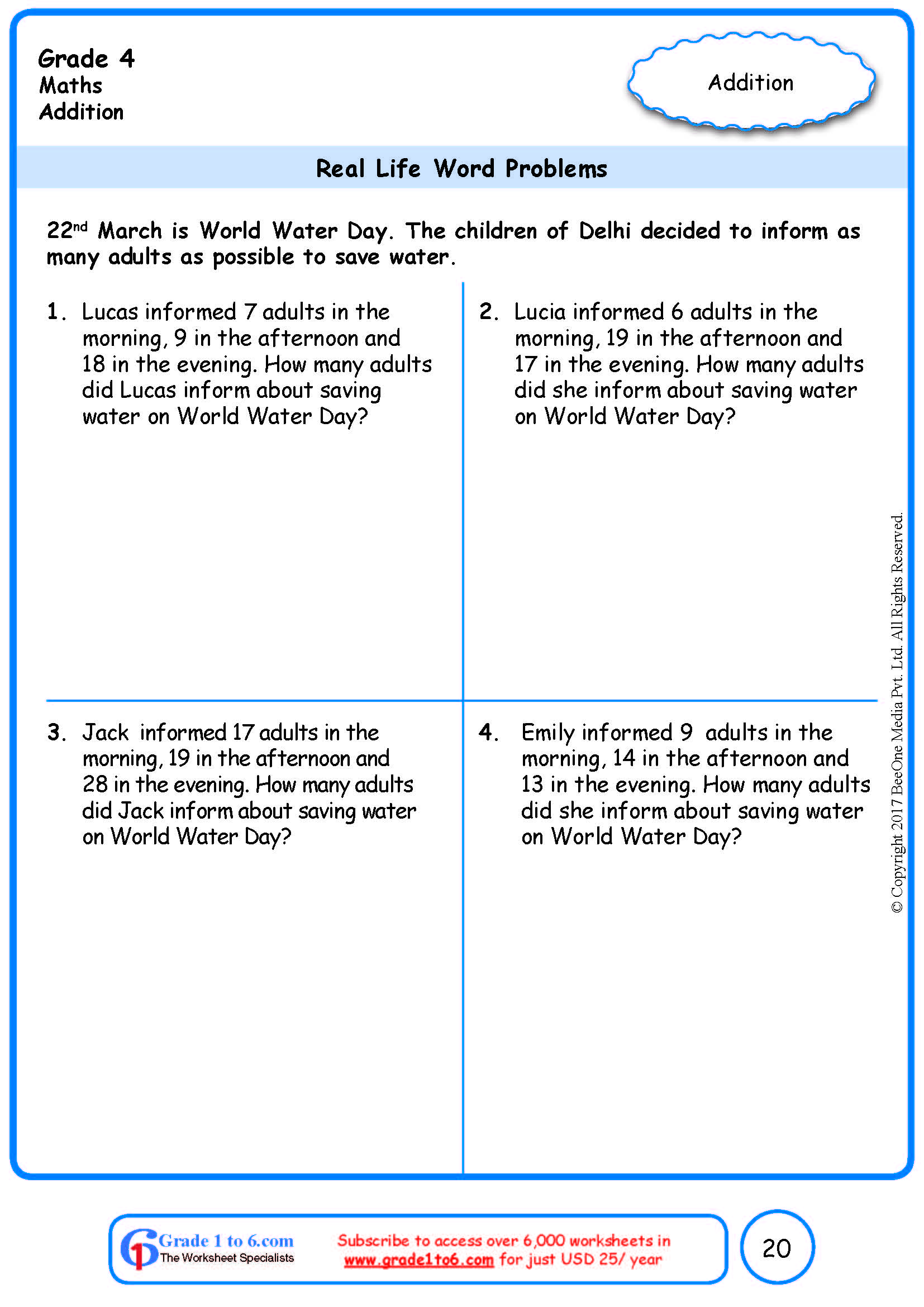 Word Problems In Subtraction Grade 4 Worksheets Www Grade1to6 Com
