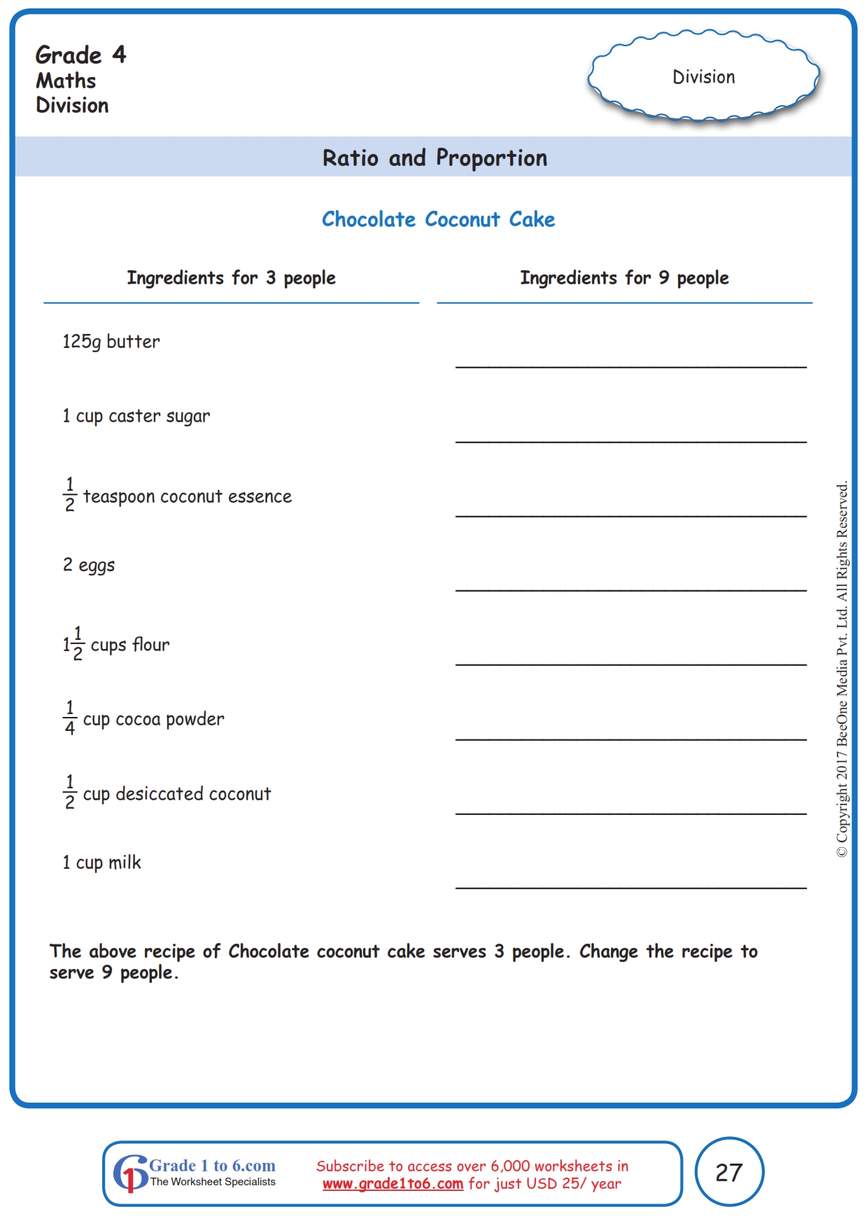 Grade 221 Ratio & Proportion Worksheetswww.grade21to21.com With Regard To Ratios And Proportions Worksheet