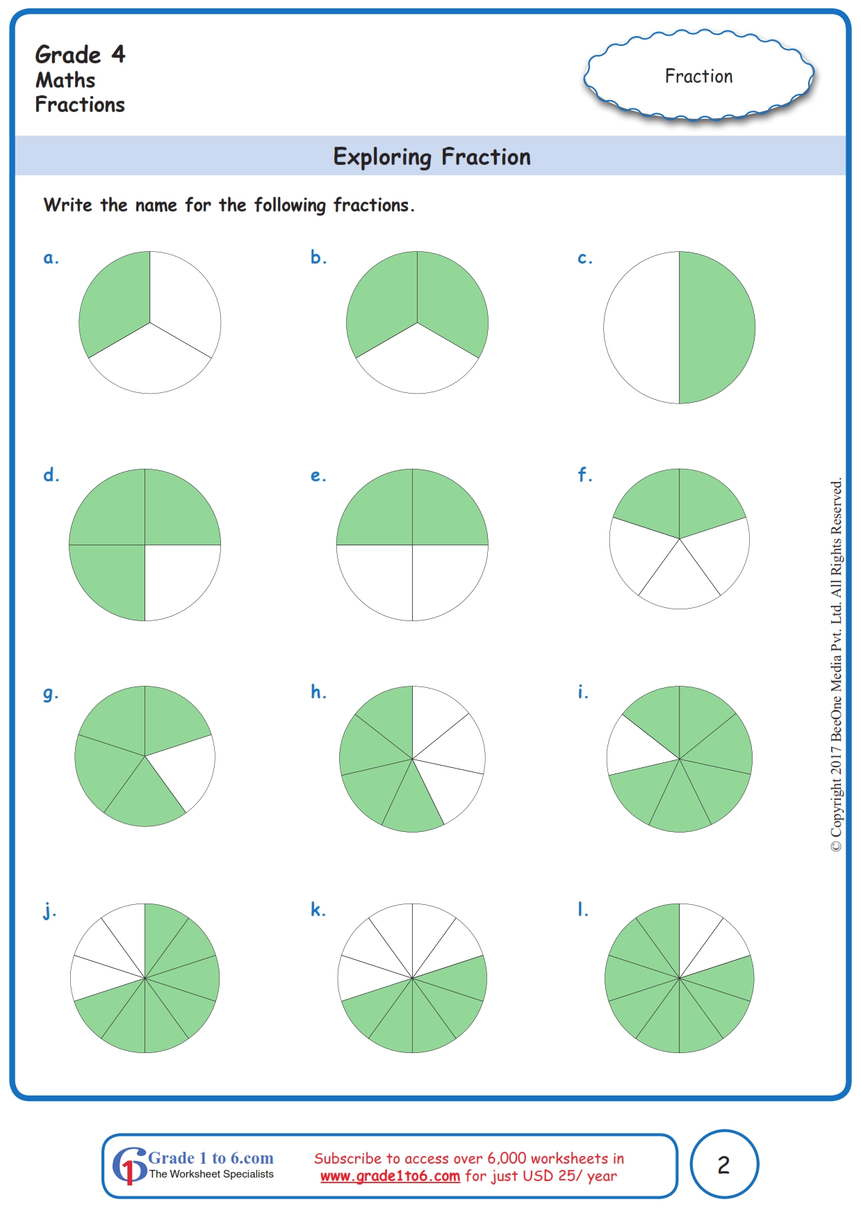 fractions worksheets for grade 4 pdf