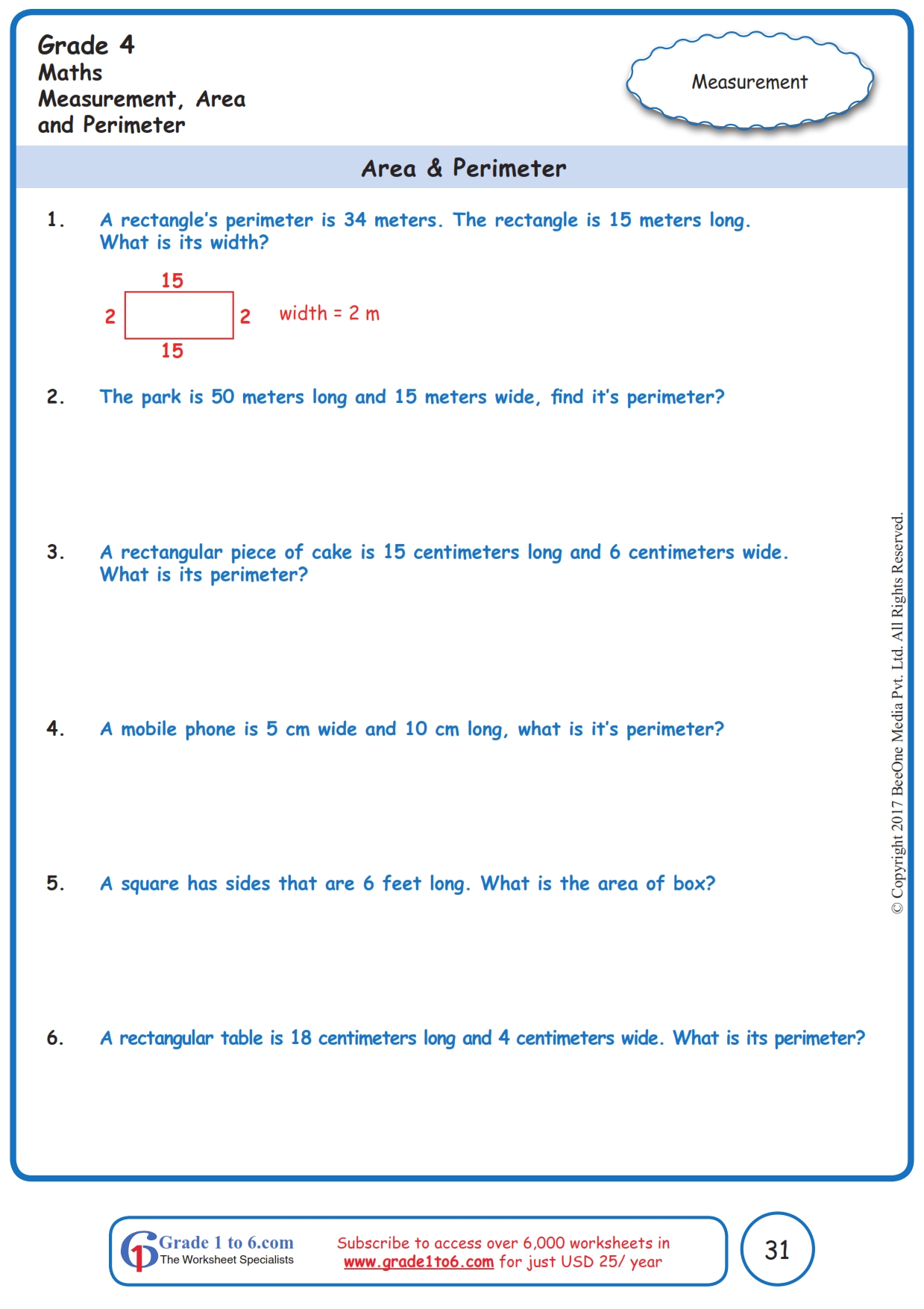 Word Problems in Area & Perimeter Worksheets Pertaining To Perimeter Word Problems Worksheet