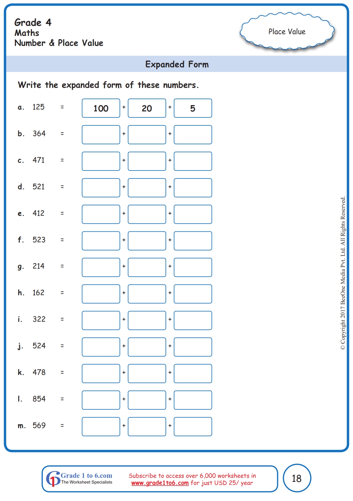  Expanded Form Of A Number Worksheets Grade 4 www grade1to6
