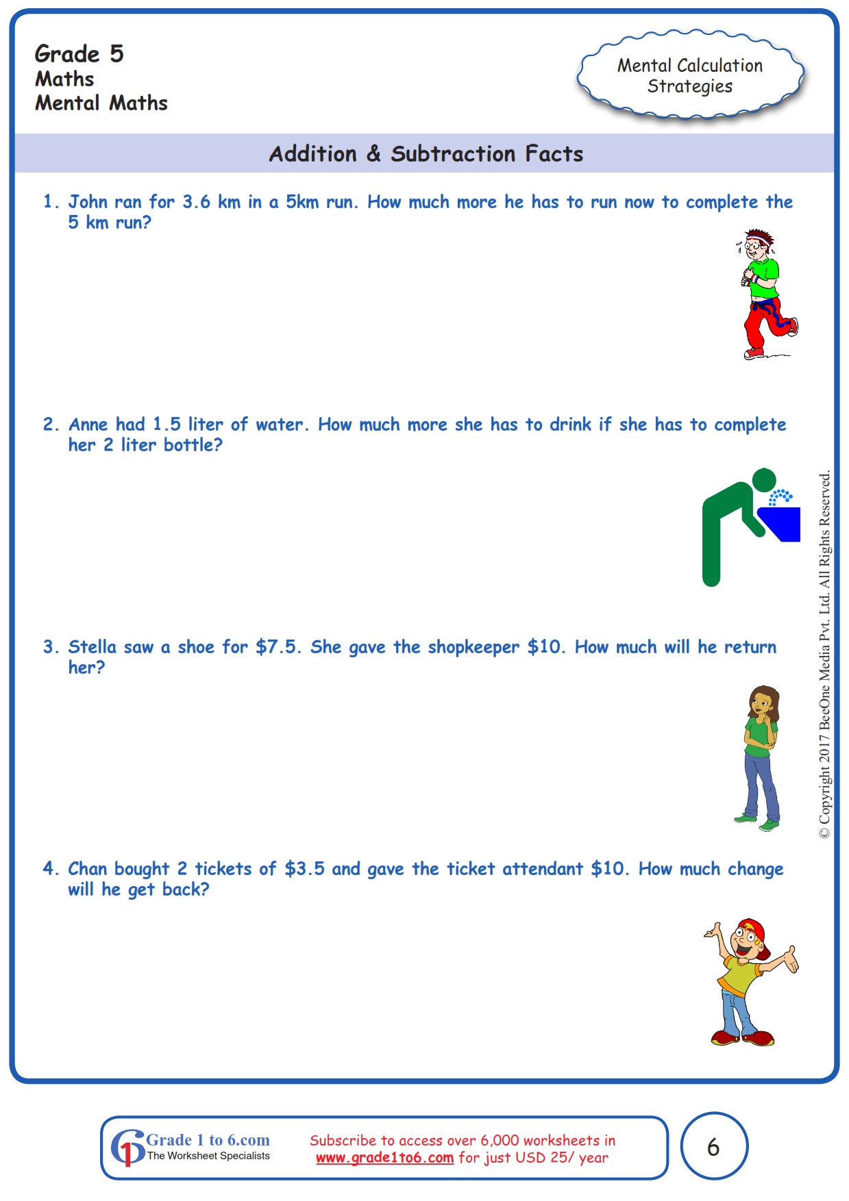Grade 5 Mental Math Addition Worksheets|www.grade1to6.com