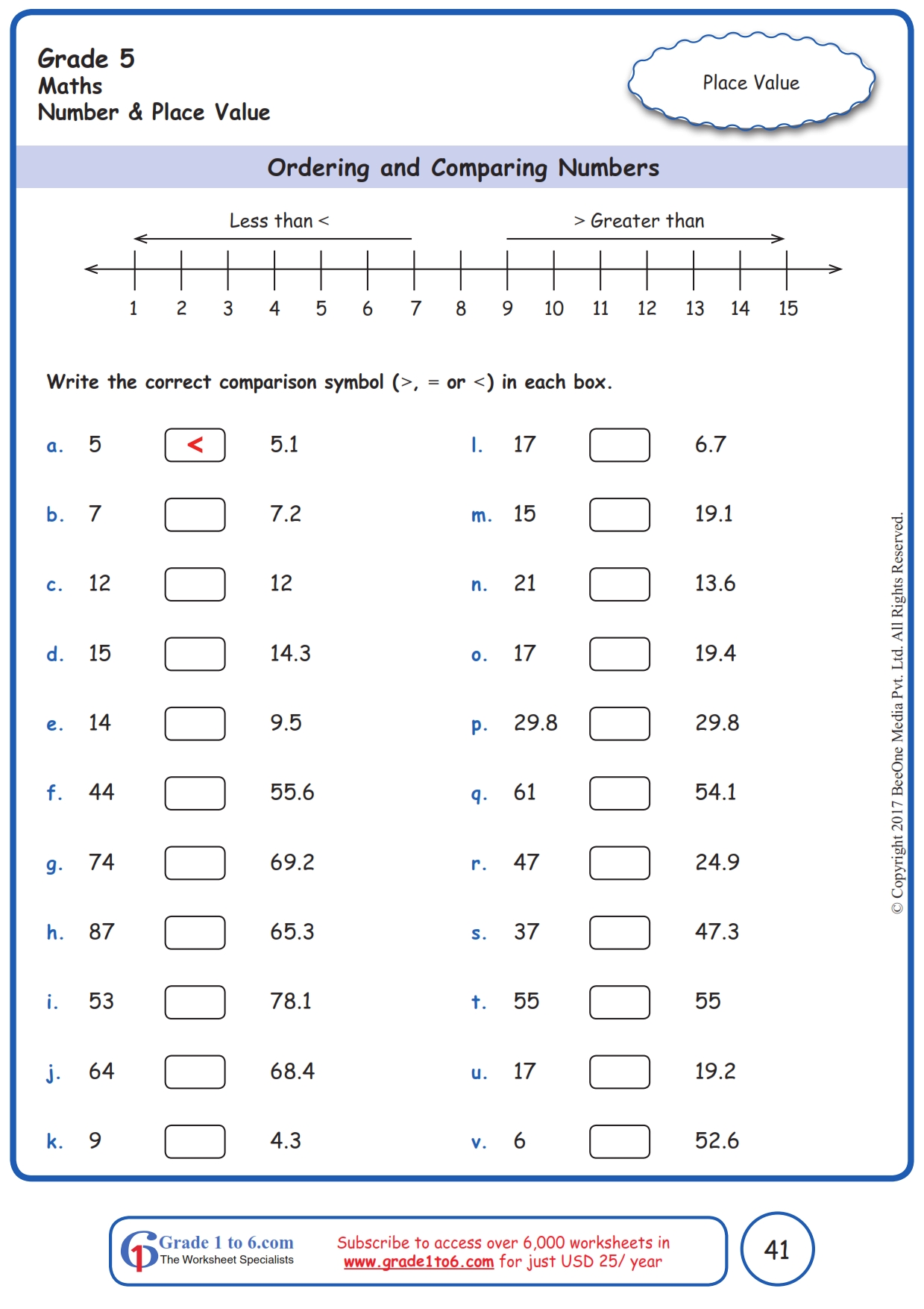 comparing-and-ordering-decimals-worksheet