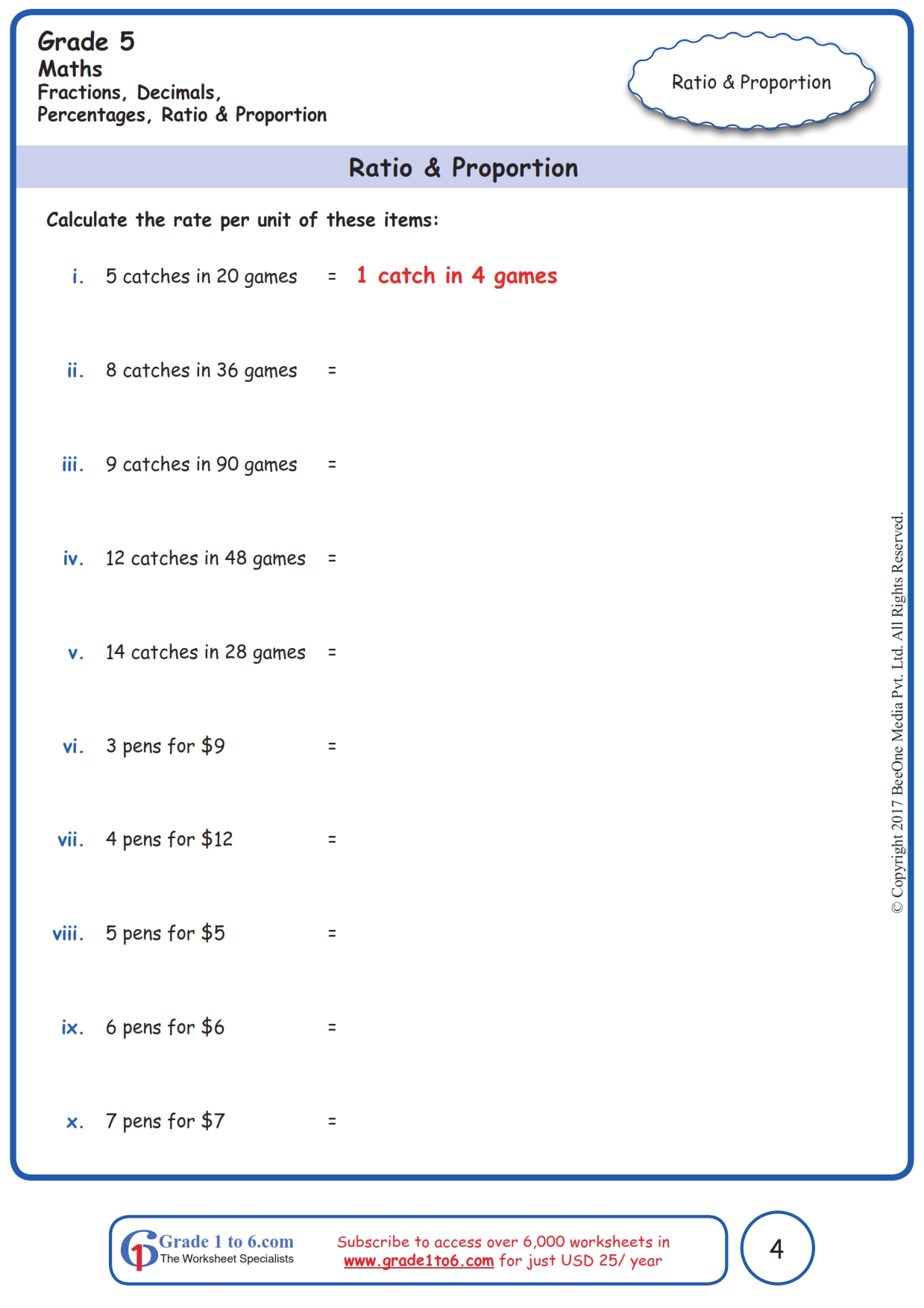 Ratios, Rates & Unit Rates Worksheetwww.grade20to20.com Throughout Ratios And Rates Worksheet