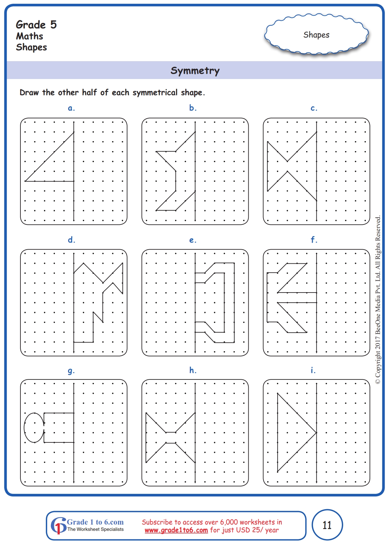 symmetry worksheet for class 5