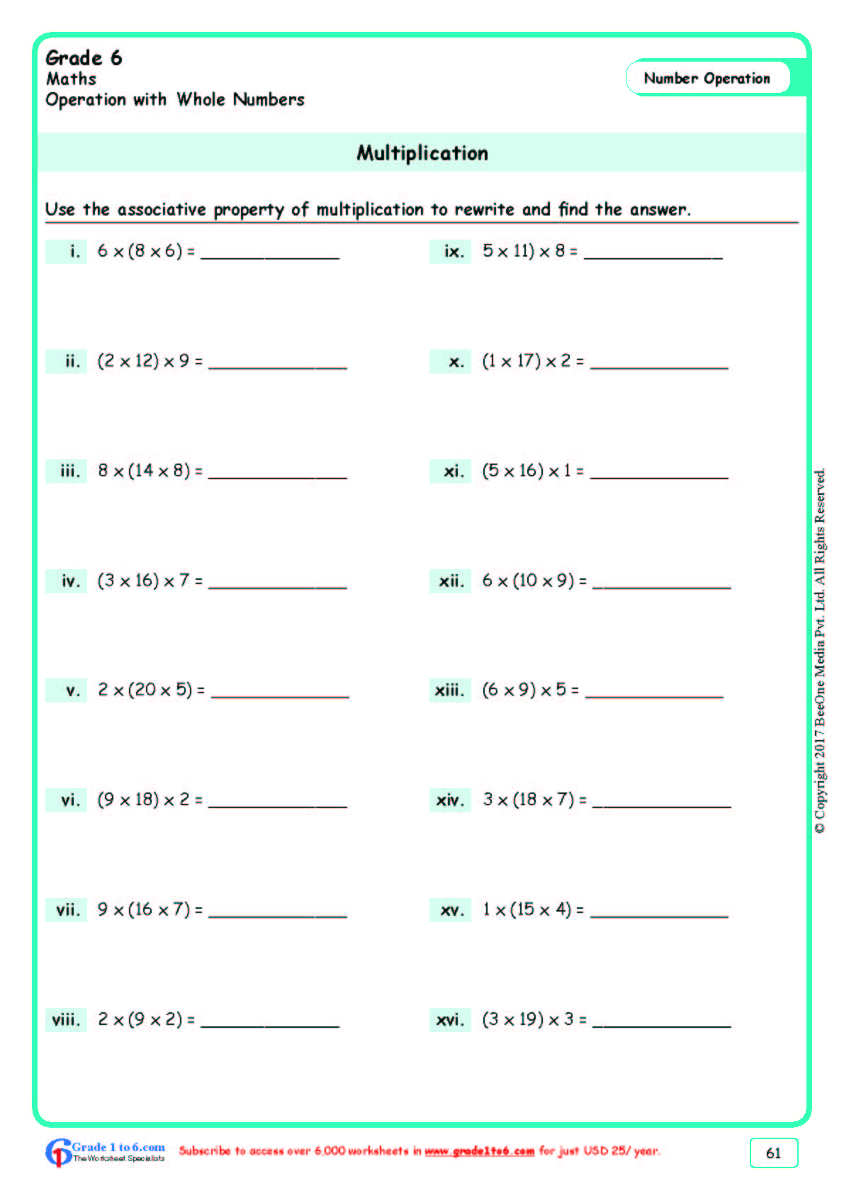 Grade 6|Addition Worksheets|www.grade1to6.com