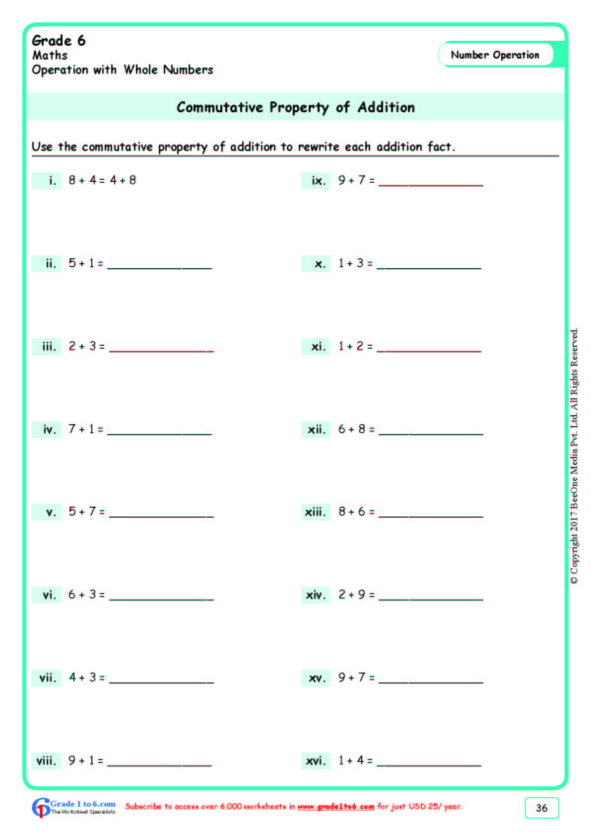 Commutative Property Of Multiplication Worksheets Grade 3