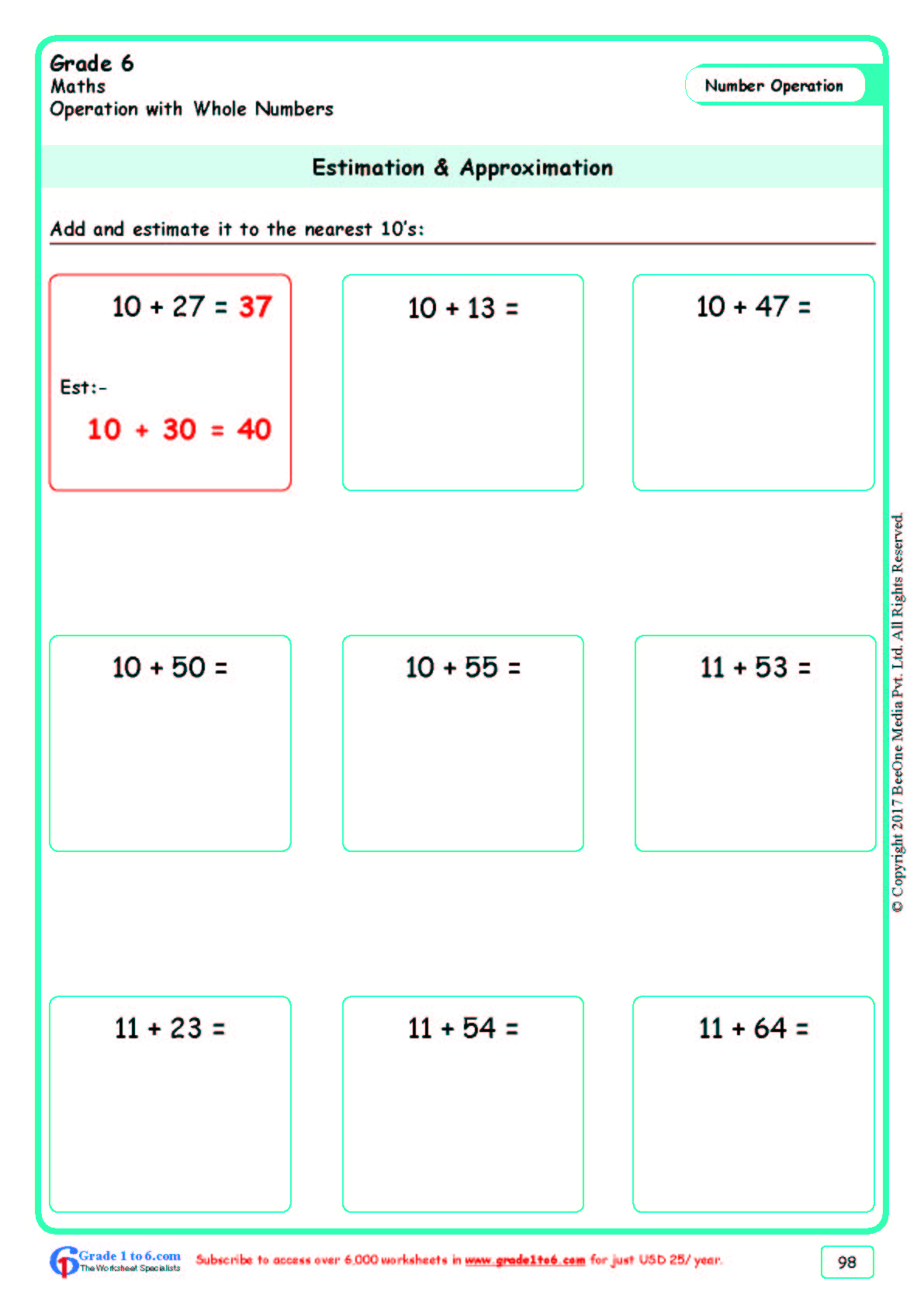 Grade 6Class Six Estimation