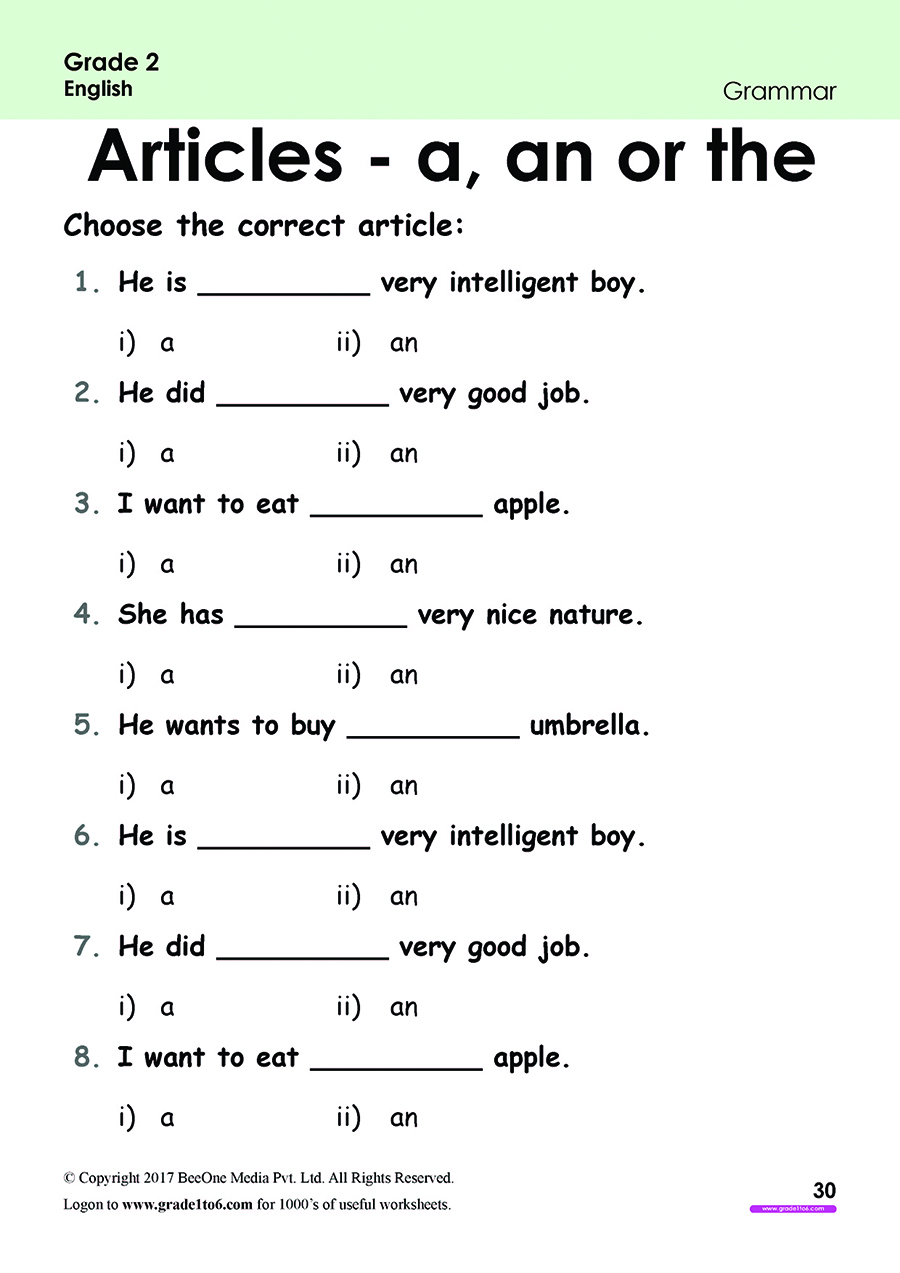 Worksheets For Class 2 English Grammar Primary 2 English Worksheets Takshila Learning Is An