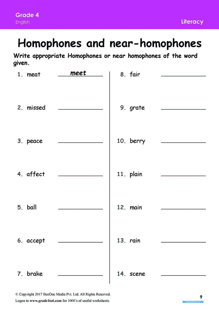 Grade 4 Class 4 English Worksheets For Reading Writing Vocabulary Grammar Spellings And More