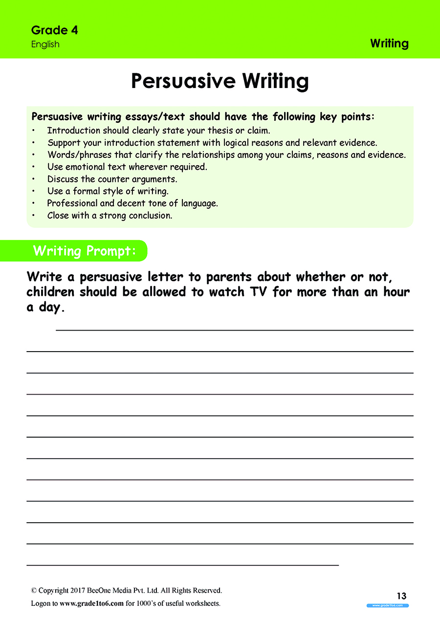 persuasive writing grade 4 pdf