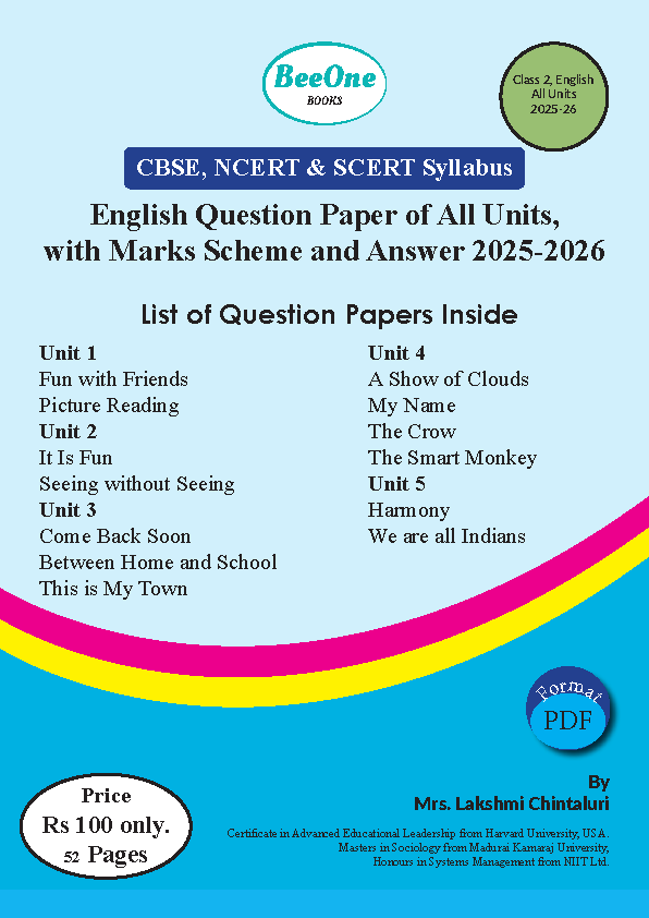 Class 2 English Question paper Book