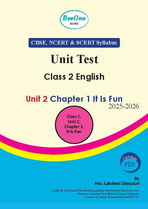 Question Paper Unit 2 English Chapter 1 It Is Fun Unit